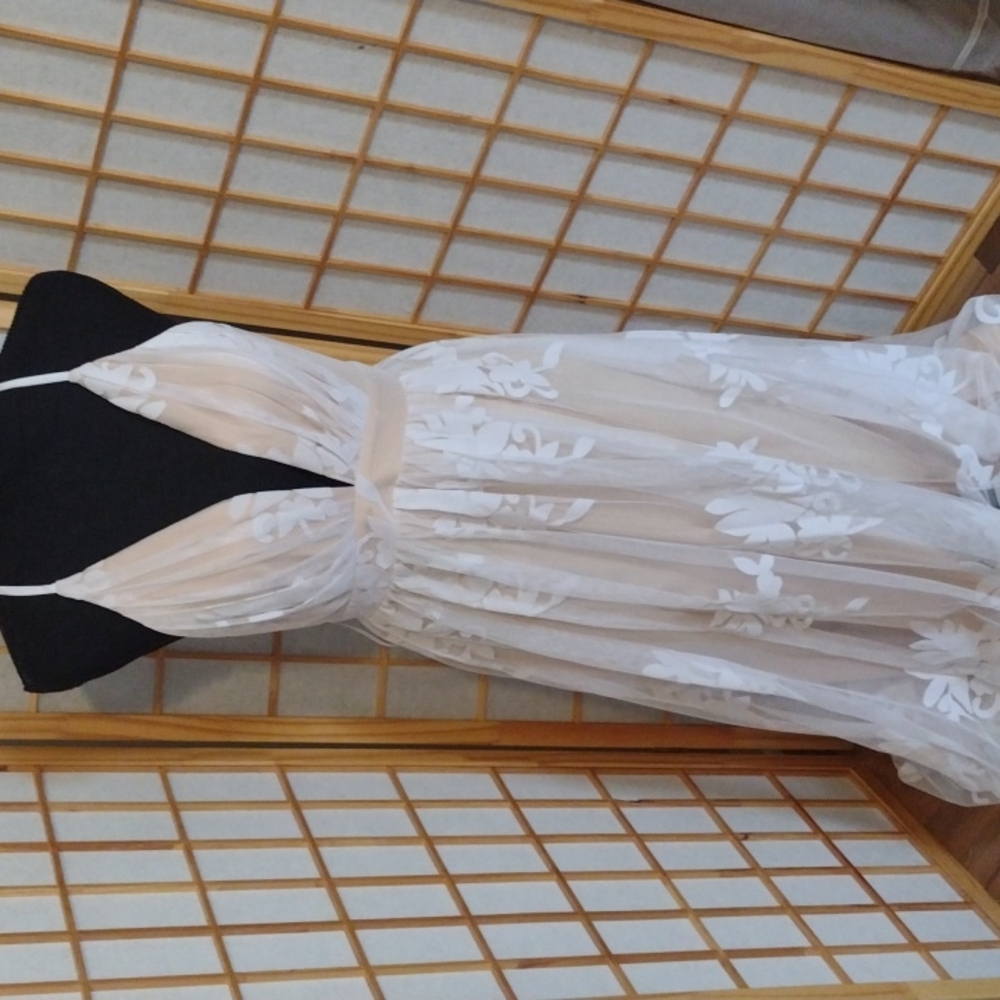 White Lace Wedding Dress with Nude Lining Floor Length Size Small